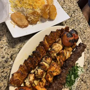 two plates of food on a table