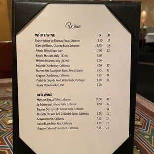 Wine list