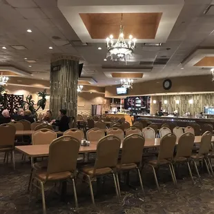 tables and chairs in a restaurant