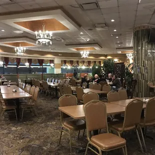 tables and chairs in a restaurant