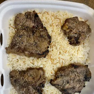 Lamb chops and rice
