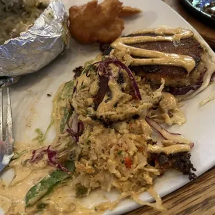 Half eaten crab cake