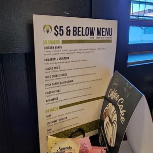 Happy hour menu