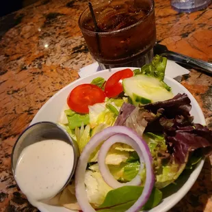 Side salad w/ranch dressing (no croutons).