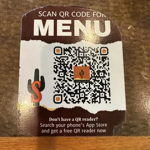 Menu QR code