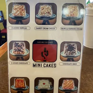 Mini cakes menu