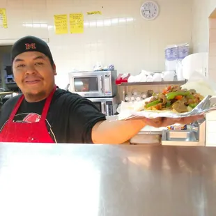 Javier making our burrito