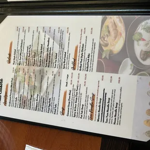 Menu as of 01/2025