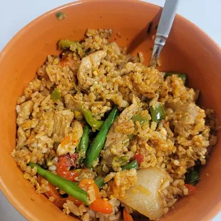 Spicy basil pork fried rice