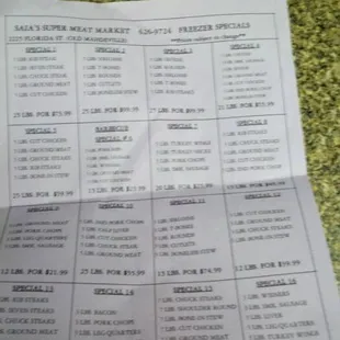 menu