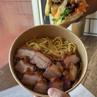 Garlic Noodles with Pork Belly