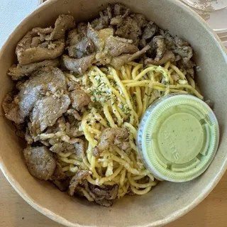 Garlic Noodles with Grilled Pork