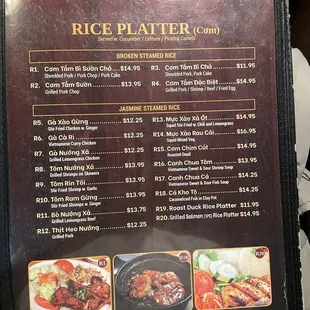 Menu as of 01/2024
