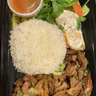 Takeout grilled pork rice platter