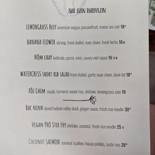 Food menu