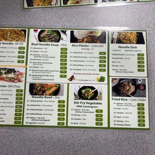 Menu as of 7/31/22
