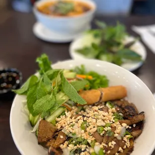 BBQ Chicken and Fried Egg Roll with Vermicelli - @rayz