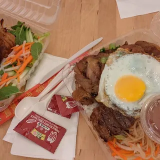 84. BBQ Shrimp, BBQ Beef Lemon Grass and Fried Egg Roll with Vermicelli