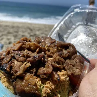 420 rice with chicken and pork.