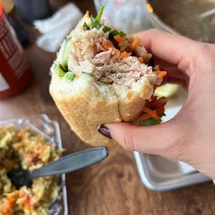 Sliced deli meat in banh mi
