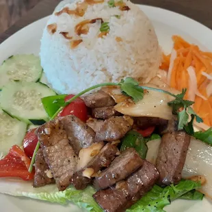 Grilled pork with steamed rice