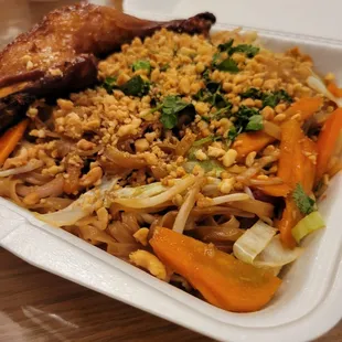 rice and vegetables in a styrofoam container
