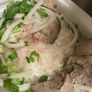 raw beef juice on noodles