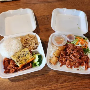 Bbq pork and crispy egg roll with vermicelli