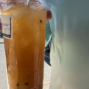 Peach passion fruit ice tea