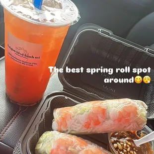 Original Spring roll (comes with pork and shrimp)  Passionfruit tea