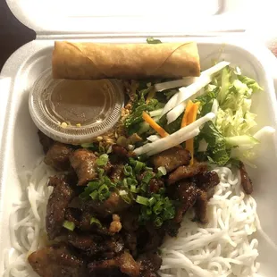 Grilled Pork and Spring Roll vermicelli noodles