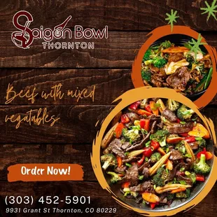 two plates of beef and vegetables