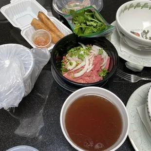 Pho Tai and Vietnamese Egg Rolls