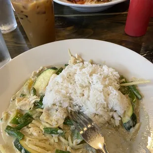 Green Curry, they had dumped so much raw veggies, whatever you see is after I took out almost half of them.