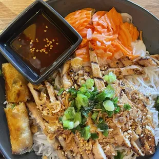 The noodle bowls are the best! Light, refreshing tasty and I can never pass up pork fried wontons.