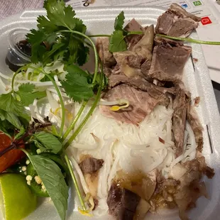 Ingredients for all meat pho to go