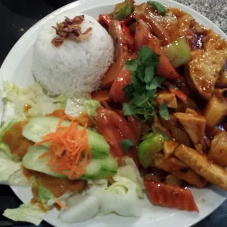 112. Tofu, Ham, with Mixed Veggies and Tomato Sauce