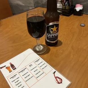 Sapporo  and wine