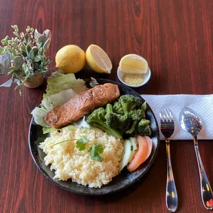 New items: lemon pepper grill salmon with rice