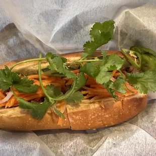 Grilled pork banh mi.