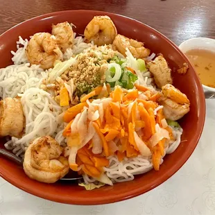 Shrimp is jumbo and flavorful! Lots of veggies underneath.