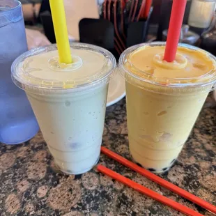 Honeydew and mango boba