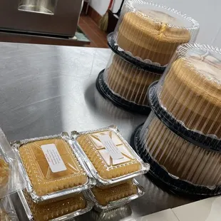 a variety of cakes on display