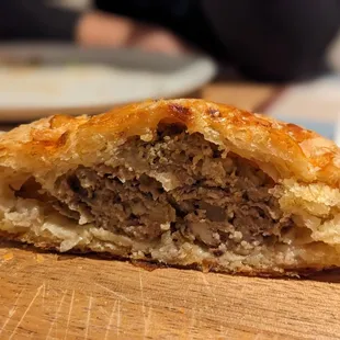 the inside of a meat pie