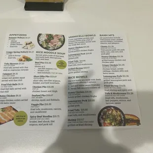 menu