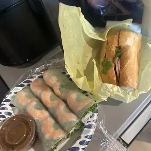 Spring rolls and banh mi
