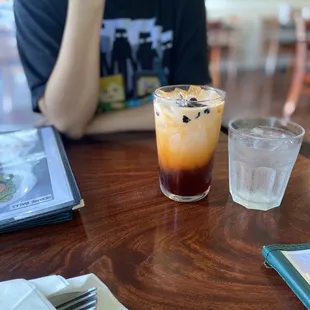 Thai milk tea with boba.