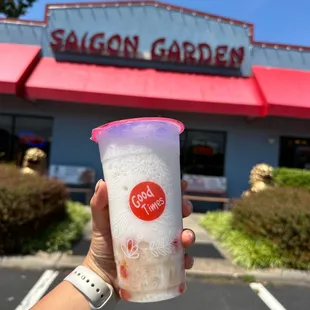Thai Dessert: Tropical jelly, tapioca, shaved ice topped with our creamy coconut milk