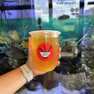 Passion fruit green tea with mango poppers $4.99