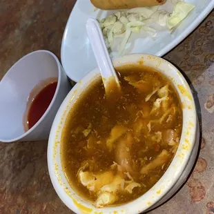 Small Hot and Sour Soup Vietnamese Vegetable Egg Rolls- Cha Gio Chay
